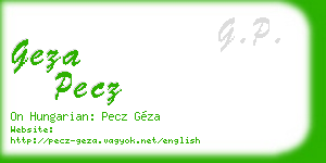 geza pecz business card